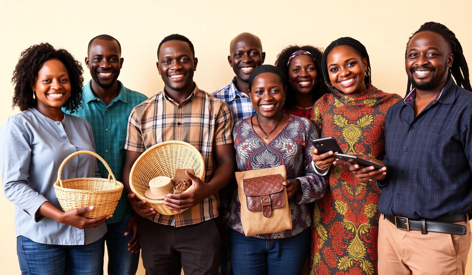 Kenyan small business owners and artisans together